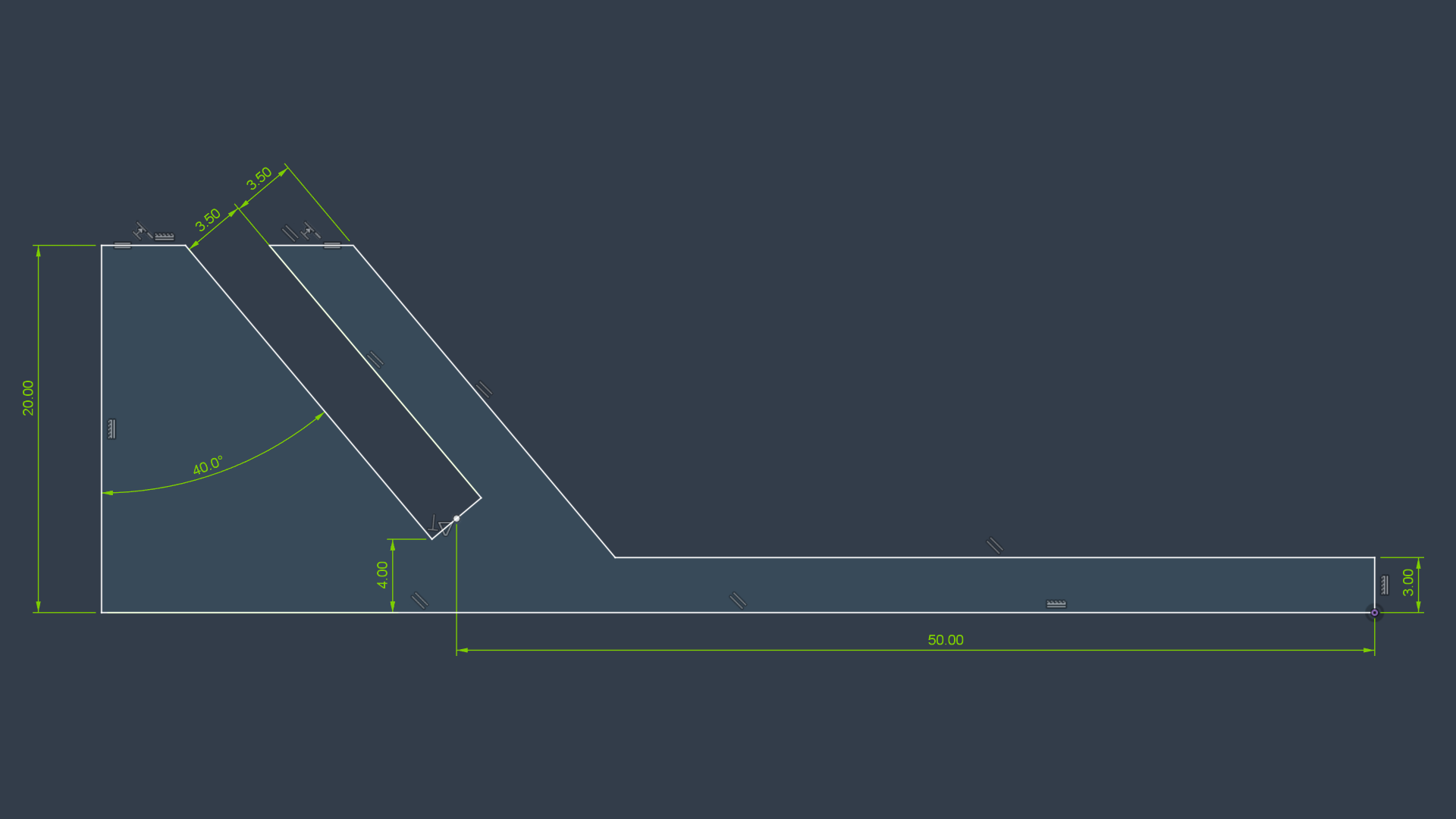 Screenshot of Fusion 360 showing the dimensioned sketch